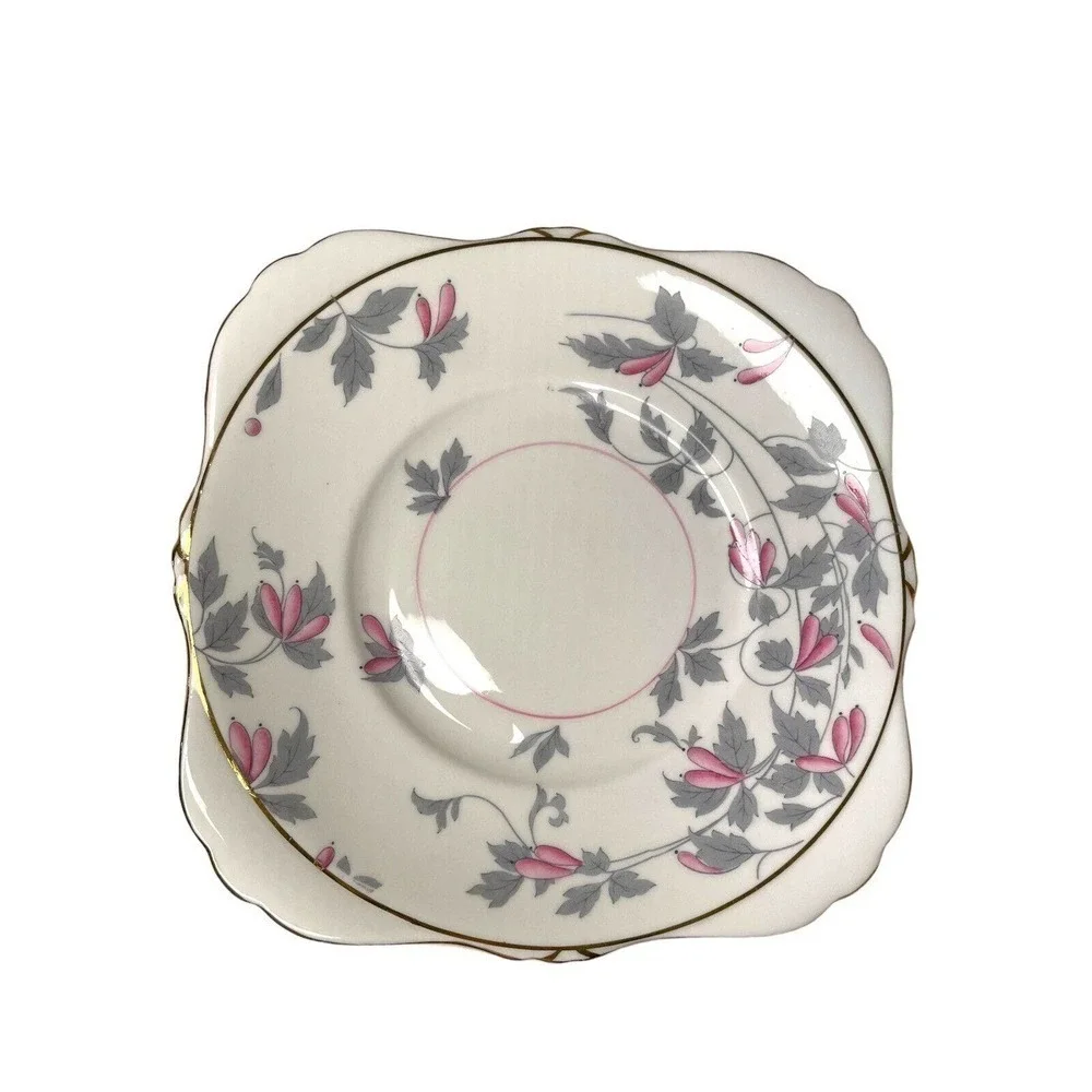 Royal Grafton Ashley Pink Bone China 9 Inch Square Dinner Plate 1940s Antique